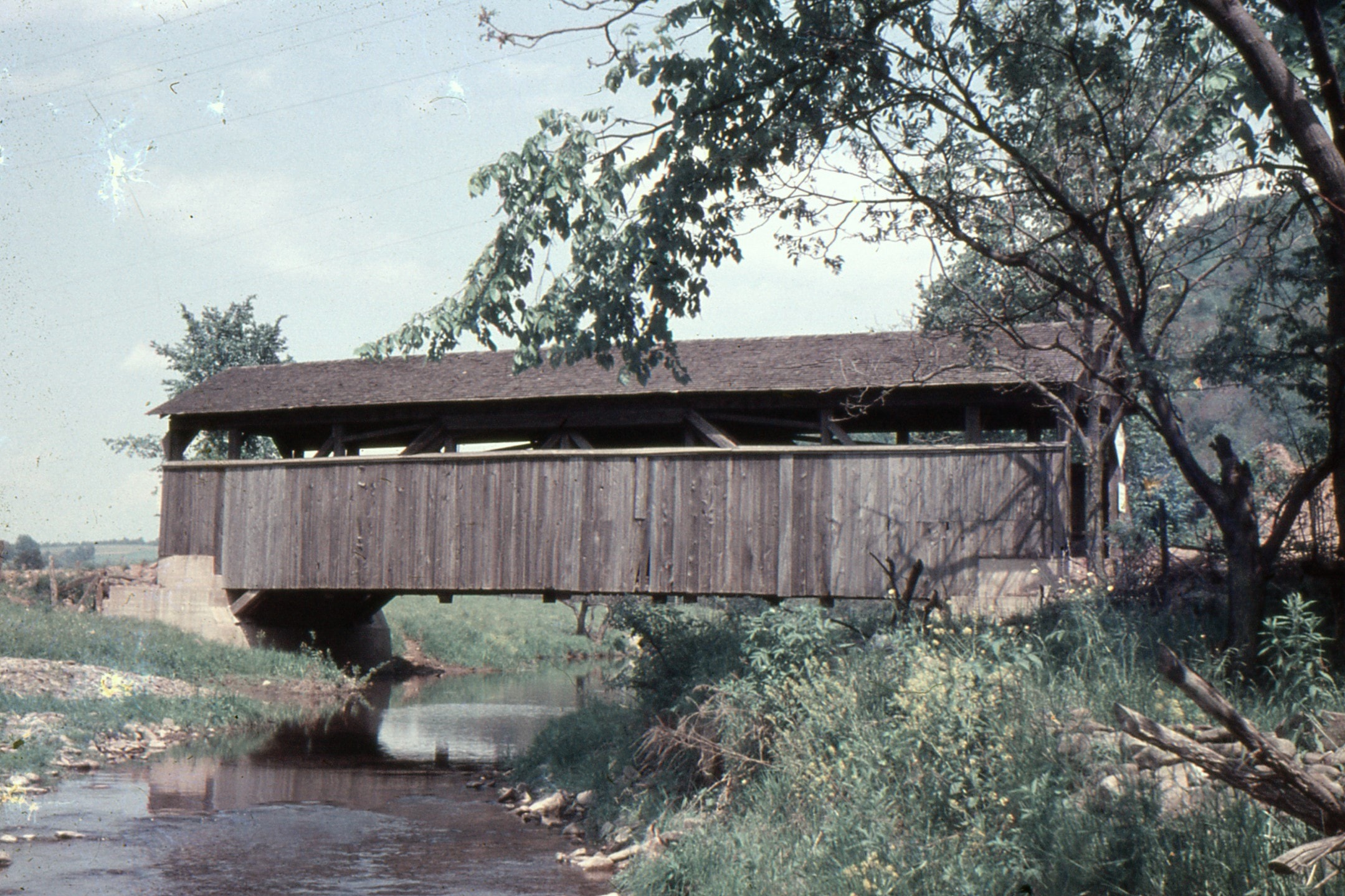 Buttonwood Covered Bridge, Lycoming County, PA — Historical Photo 1956