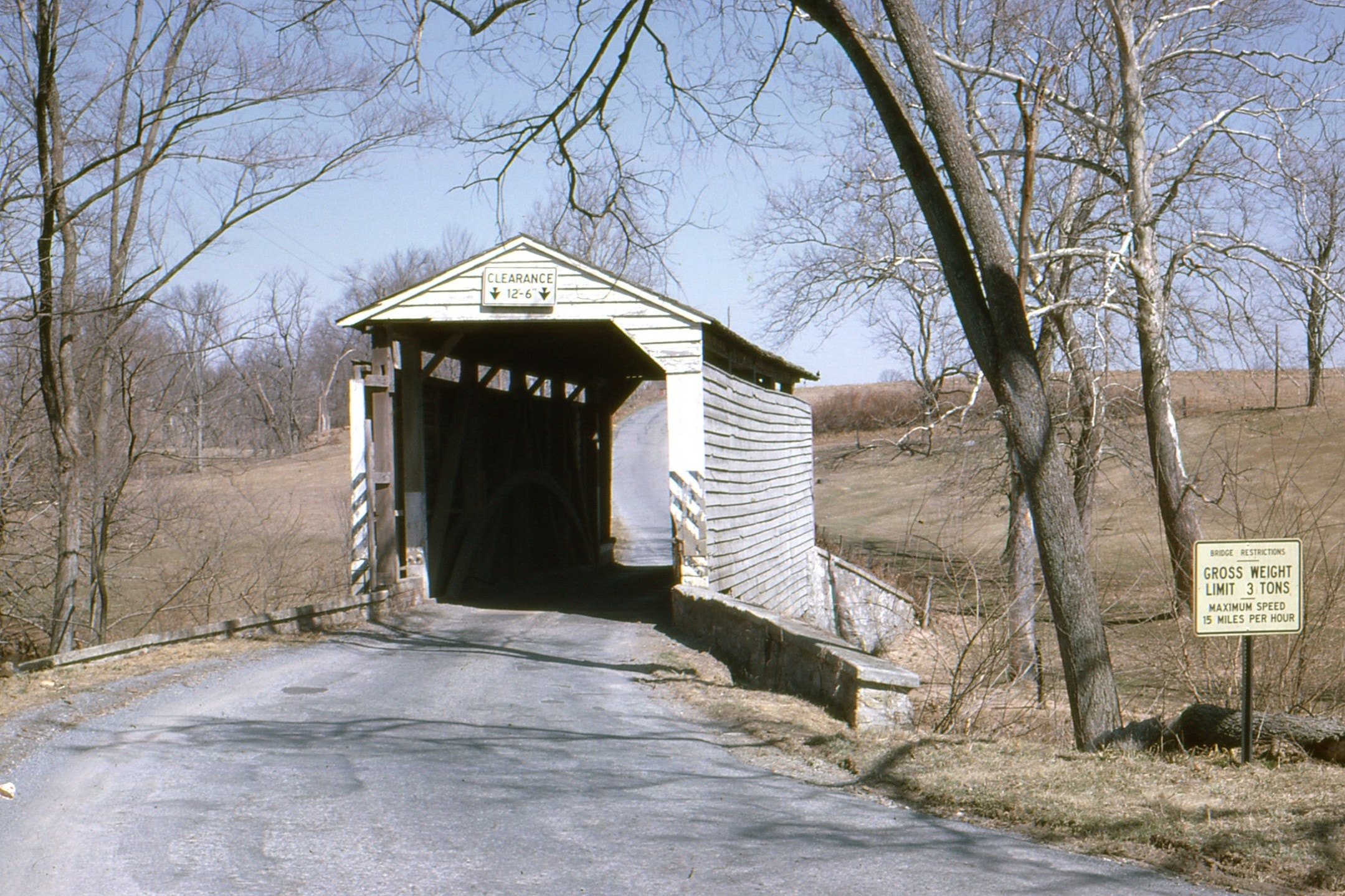 Hess Mill / Buck Hill Covered Bridge, Lancaster County, PA — Historical Photo 1962