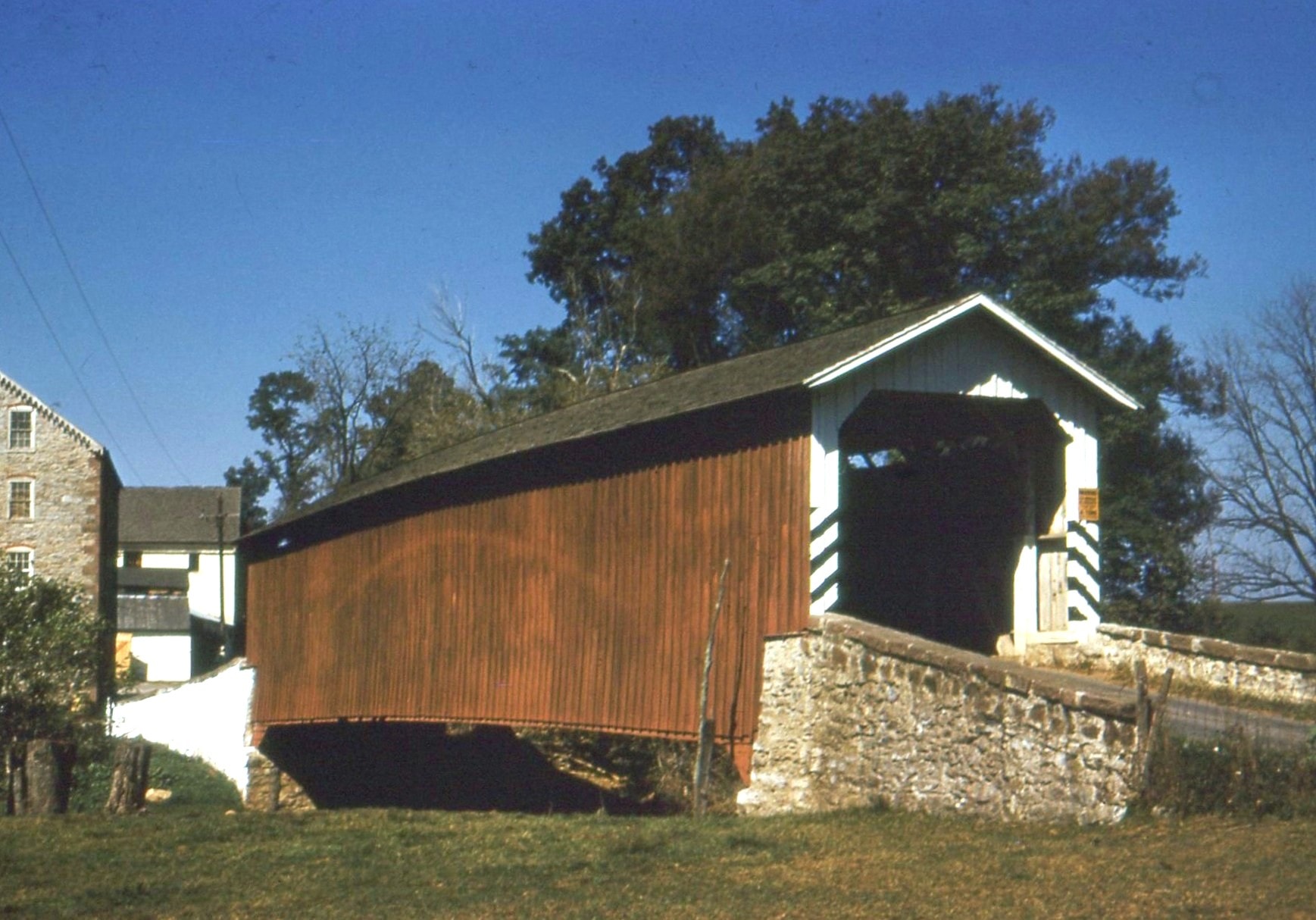 Kurtz's Mill / Bear's Mill Covered Bridge, Lancaster County, PA — Historical Photo 1964