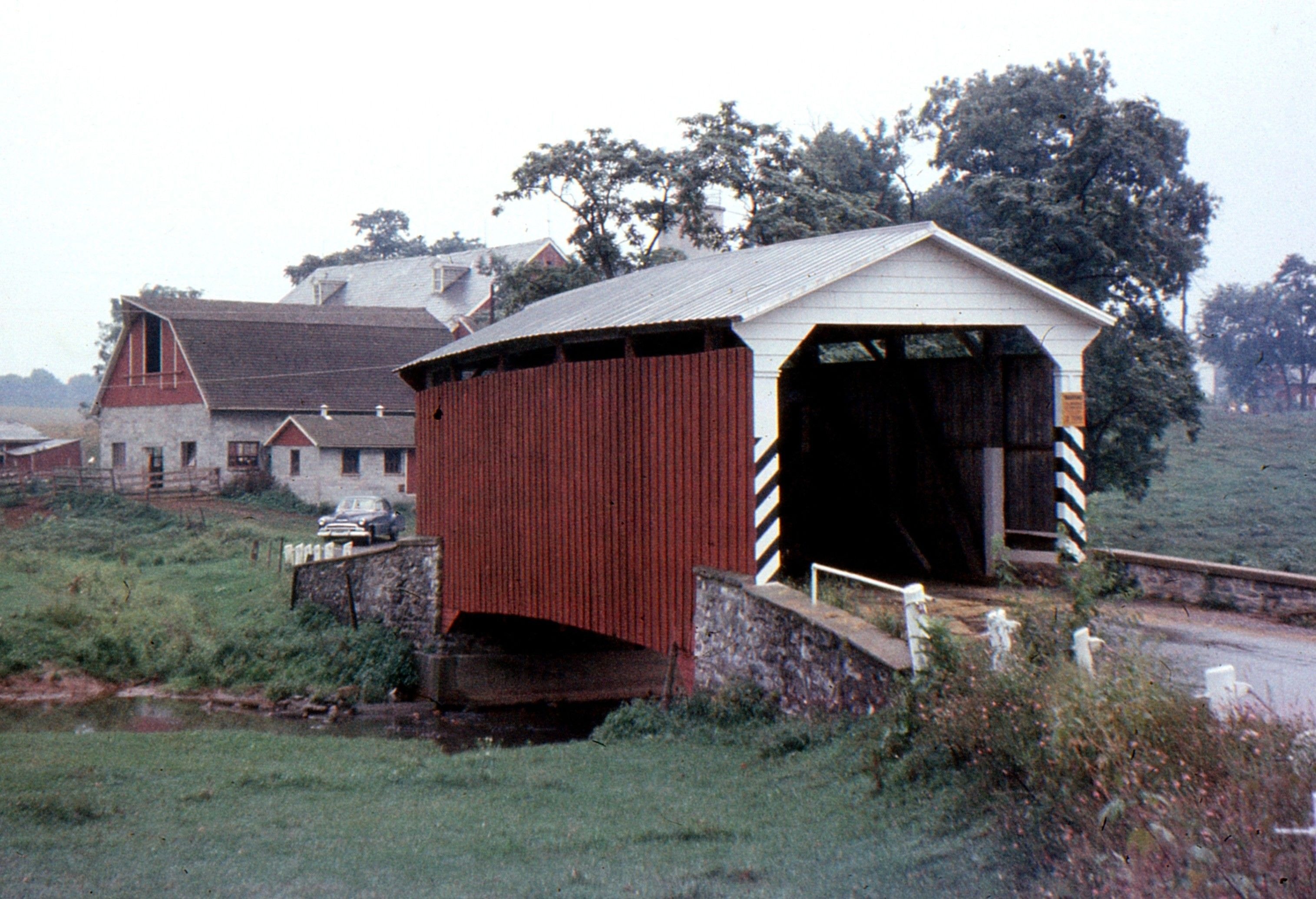 Landis Mill Covered Bridge, Lancaster County, PA — Historical Photo 1960
