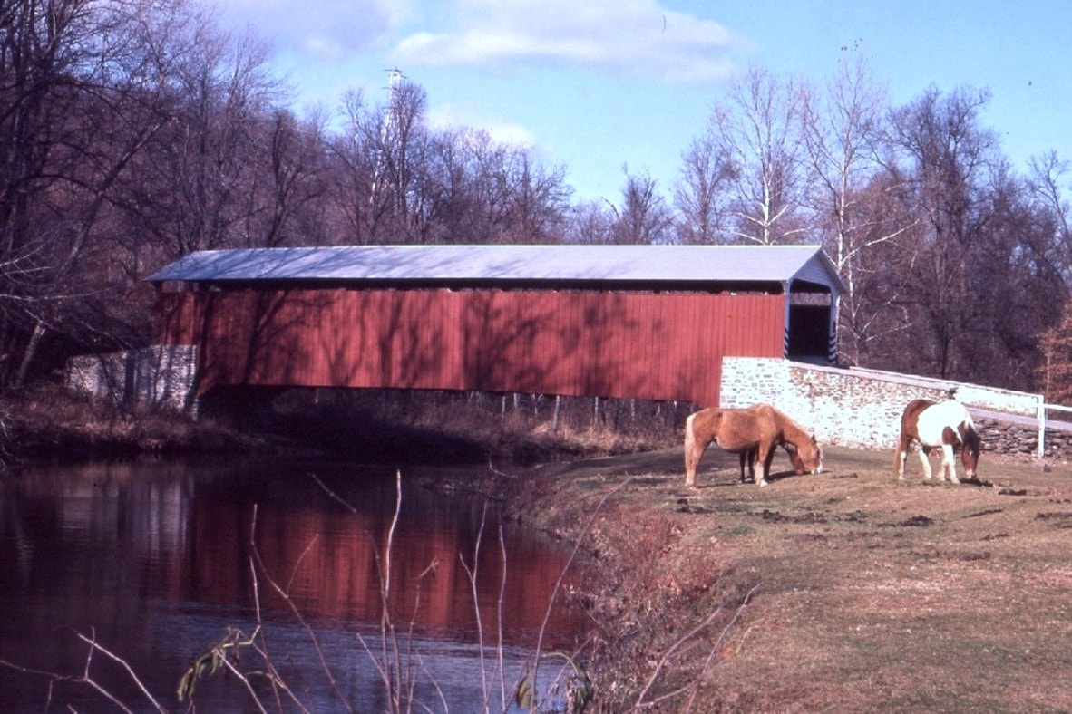 Mercer's Mill Covered Bridge, Chester-Lancaster County, PA — Historical Photo 1963